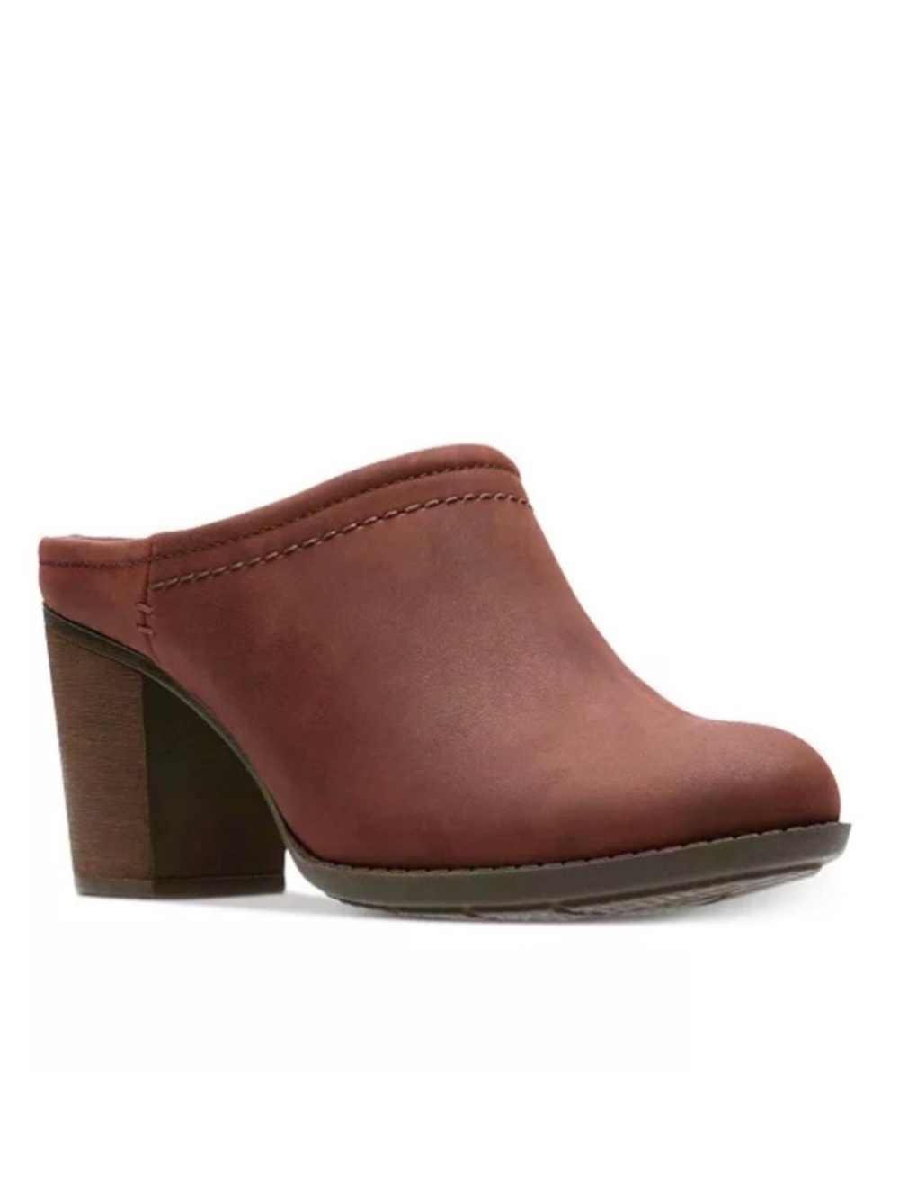 Clarks Enfield Sandy Block Heel Mule Clogs Brown Size 8.5M